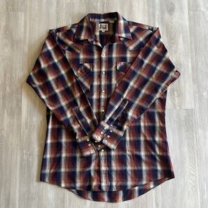 Vintage western pearl snap Ely Cattleman brand shirt